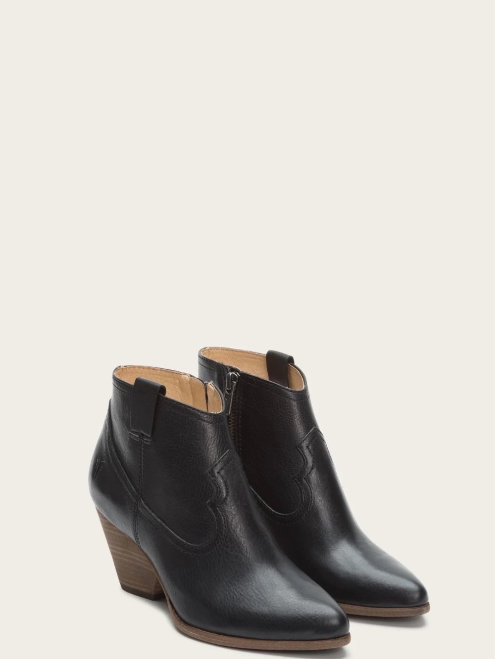 Frye Reina booties Black Leather Ankle Booties with Stacked Heel size 8.5